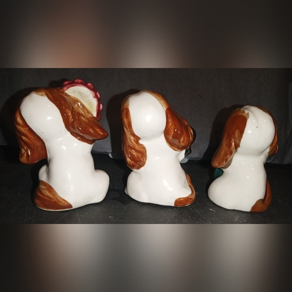 3pc vintage Japanese porcelain dog band figurines - Picture 3 of 5